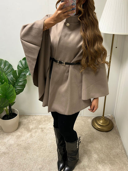 Wool Belted Cape - The Ultimate Statement in Elegant Outerwear