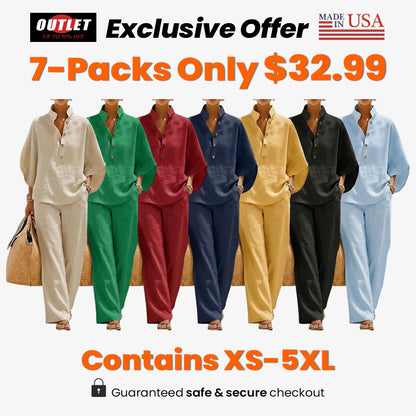🔥Women's Batwing Sleeve Two-Piece Set – Casual Shirt & Wide Leg Pants Outfit