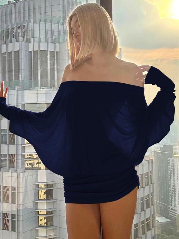 💘 Valentine’s Day Sale 💘Lady's transparent ruffled evening dress, off-shoulder long-sleeved lady's short skirt