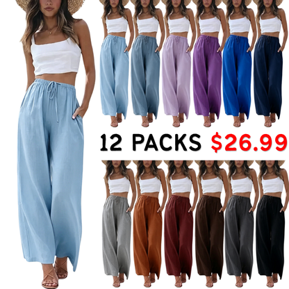 Women's Cotton Linen Summer Palazzo Pants