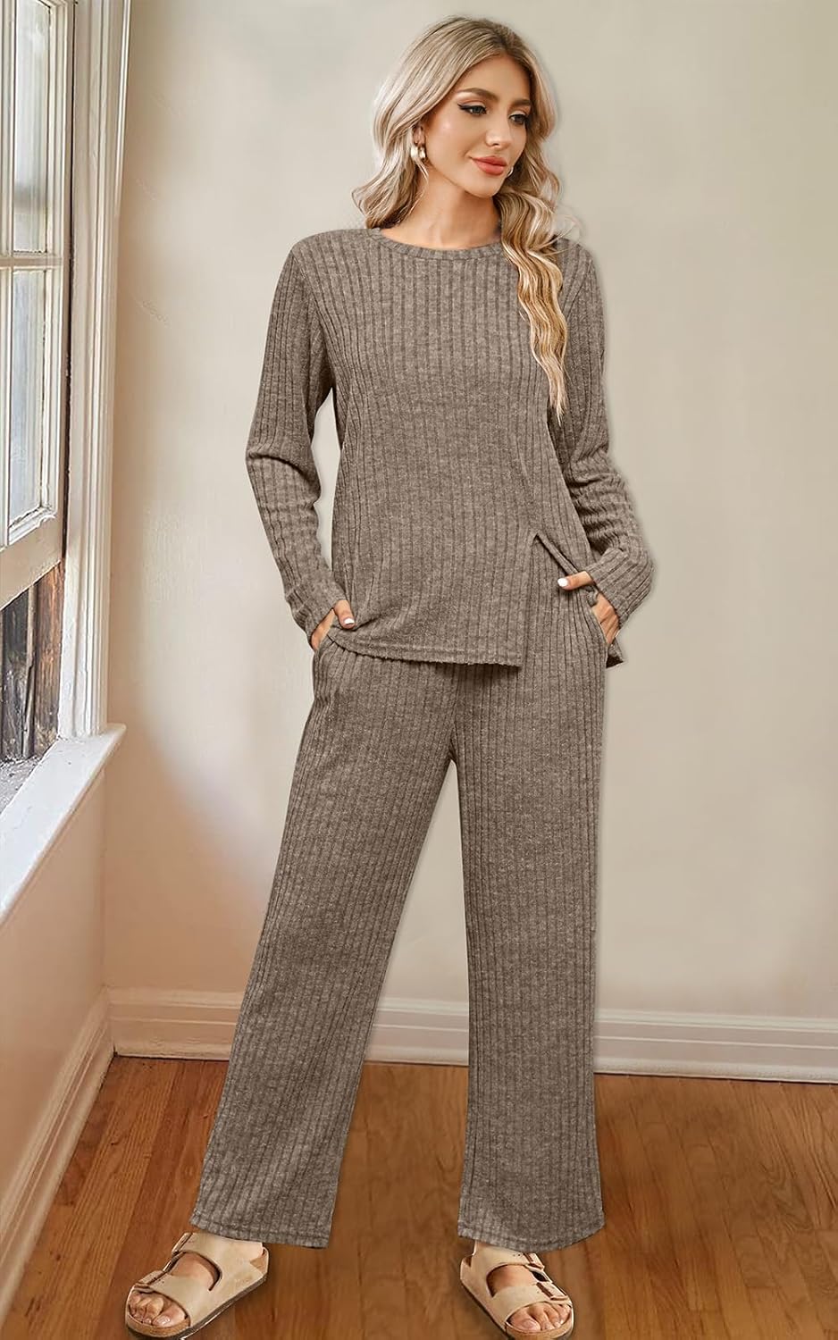 FACTORY SALE Womens Two Piece Outfits Lounge Sets Cozy Sweater Loungewear with Pockets 2025