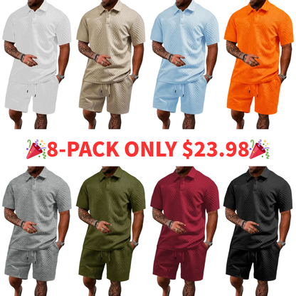 🔥Casual Summer Textured Polo Set
