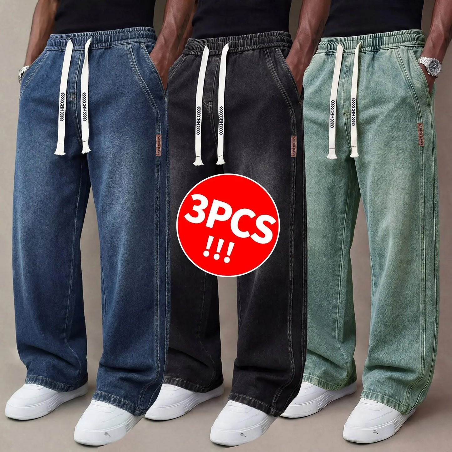 Men's Stretch Cotton Loose Fit Jeans