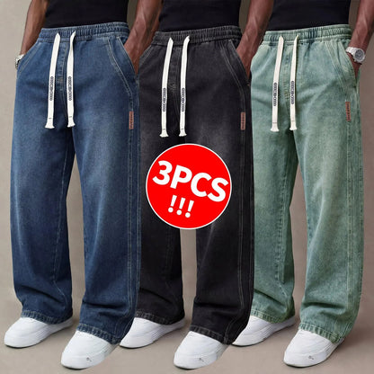 Men's Stretch Cotton Loose Fit Jeans