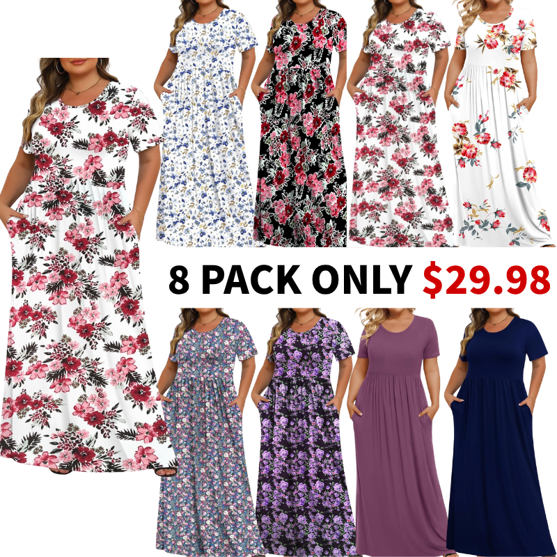 Women's Plus Size Maxi Dresses for Curvy Women Casual Long Dress