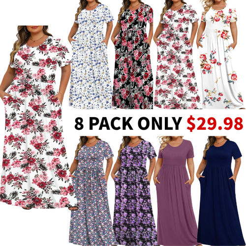 Women's Plus Size Maxi Dresses for Curvy Women Casual Long Dress