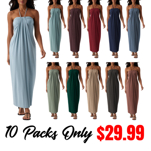 Halter Tie Back Maxi Dress with Pockets