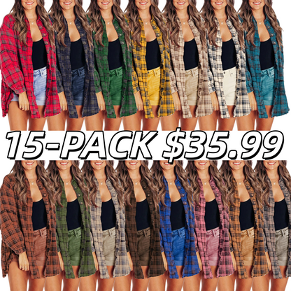⏰Hot Sale-Women's Seams Raw Edge Washed Oversized Shirt Jacket with Pockets 🔥New arrivals at special price🔥