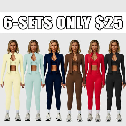 Women's Solid Criss Cross Crop Tank Top & High Waist Leggings & Zip Up Crop Jacket Tracksuit Set