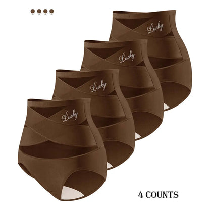 Plus-Size High-Waist Cross Tummy Control Panties
