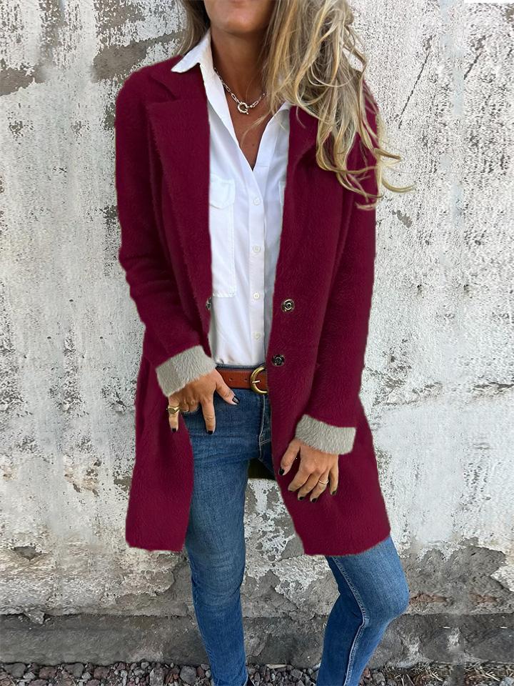 Last Chance 70% OFF-  Women's lapel long-sleeved faux fur long coat