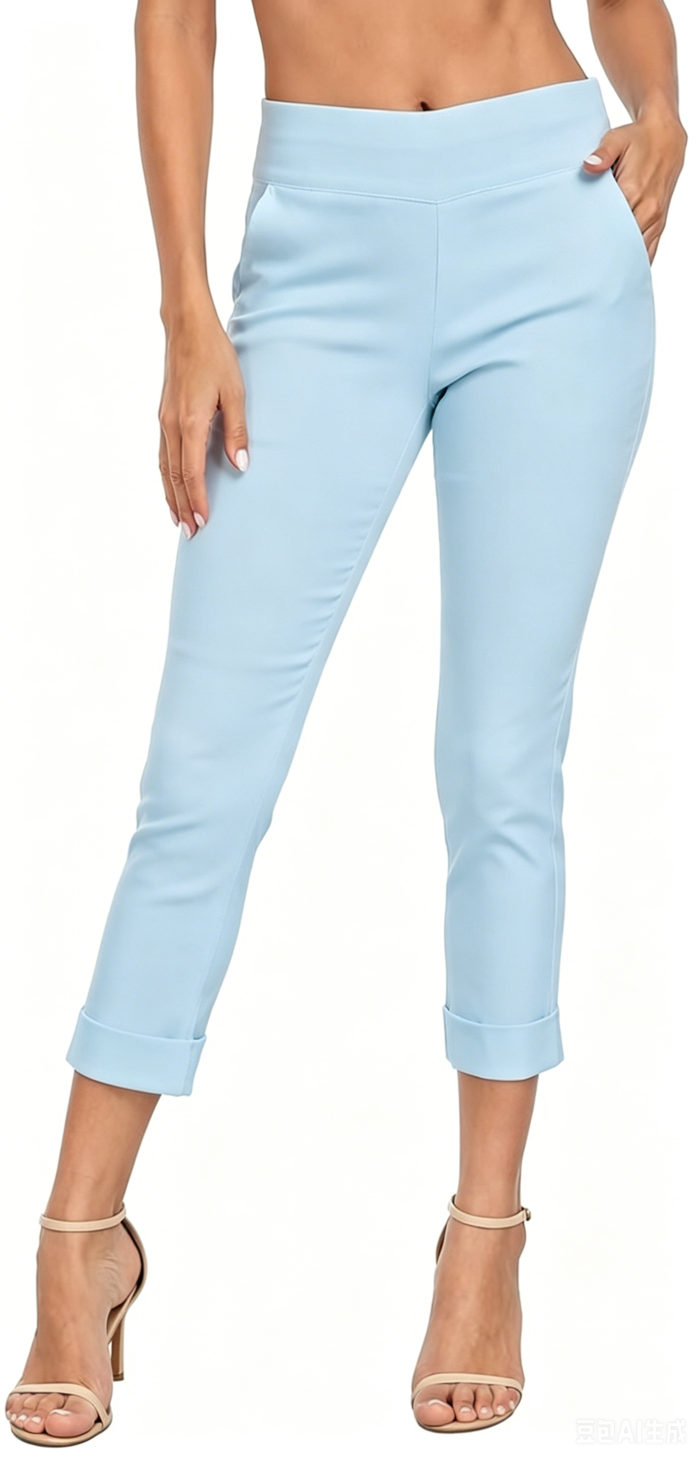 Women’s Capri Pants with Pockets Dressy Casual Stretch Trouser Straight Leg