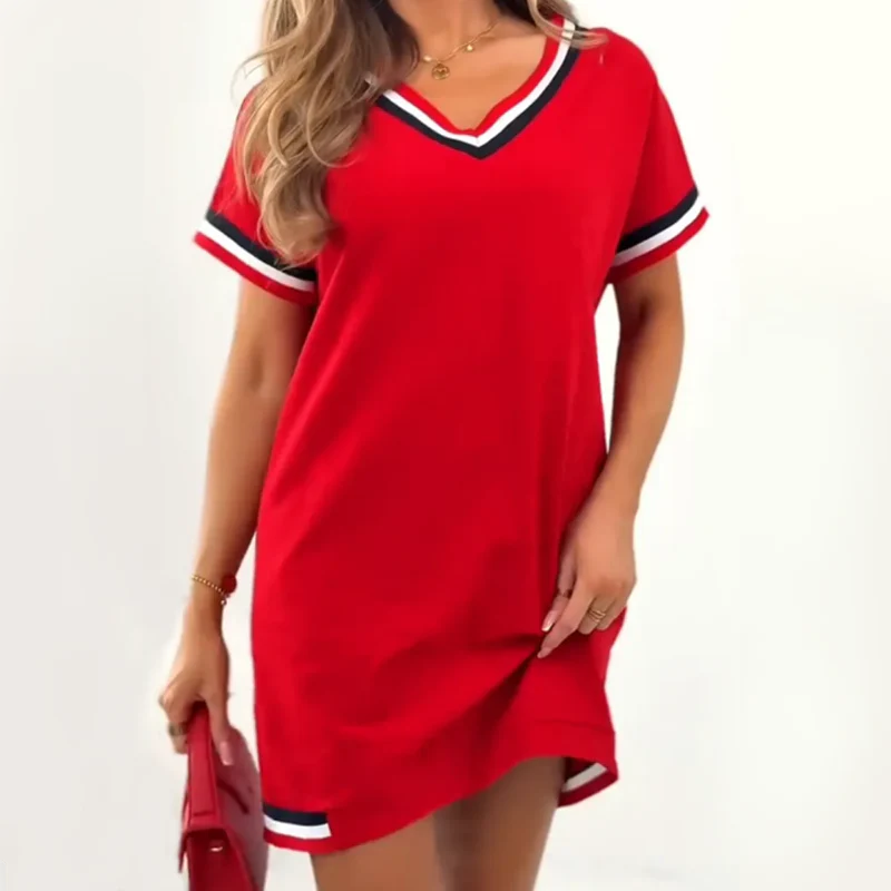 V-Neck Sweatshirt Dress
