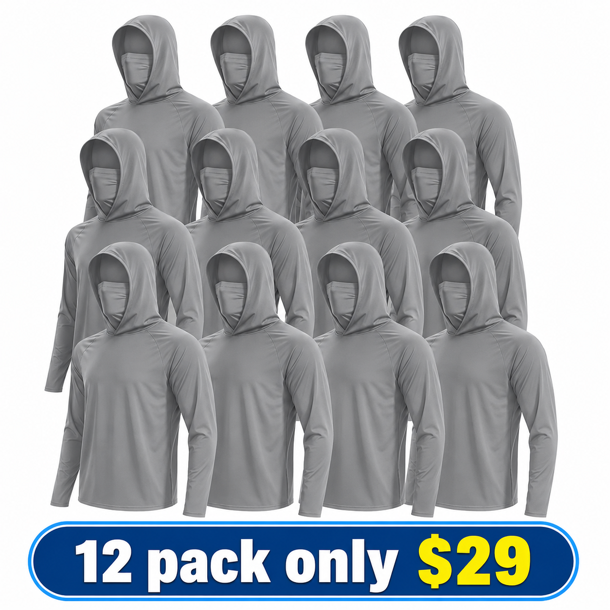 UPF 50+ Long-Sleeve Sun-Protection Hoodie (with Sleeve Pocket and Face Mask)