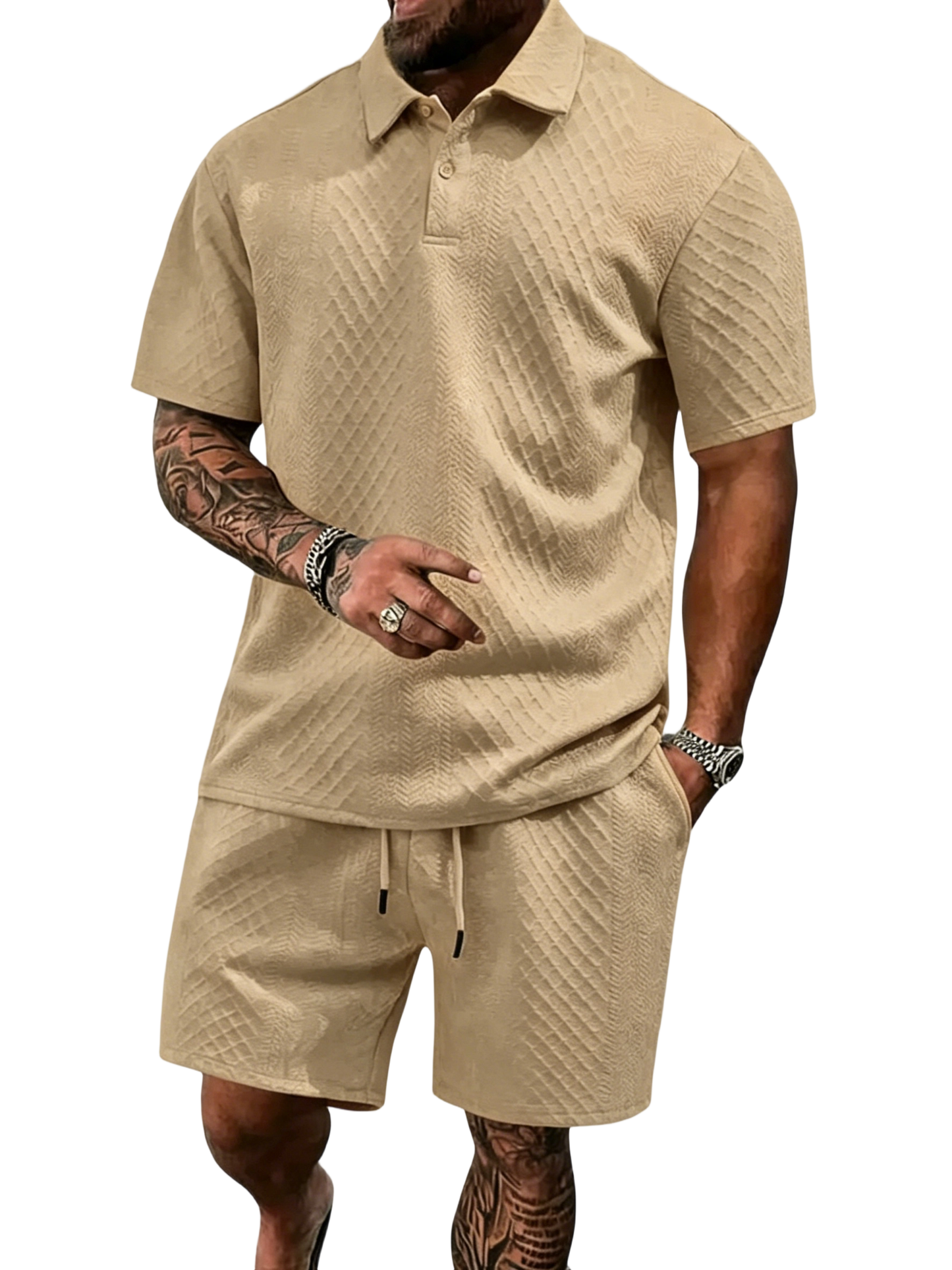 🔥Casual Summer Textured Polo Set