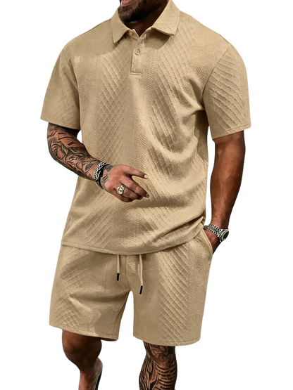 🔥Casual Summer Textured Polo Set