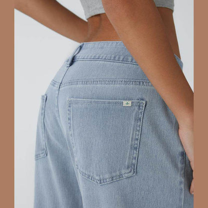 💘 Valentine’s Day Sale 💘 Flex Low-Rise Asymmetric Baggy Wide-Leg Washed Jeans with Zipper Pockets
