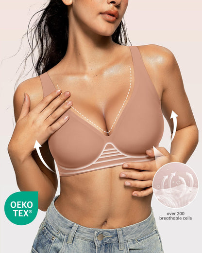 Wireless Polka Dots Deep V Seamless Bras