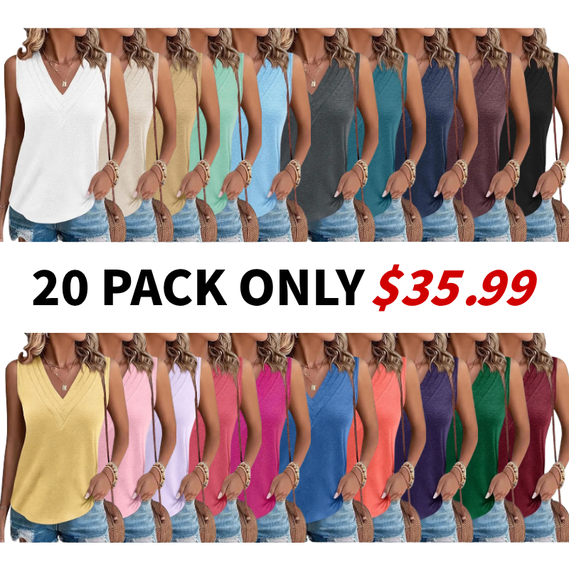 Last day🔥🔥Women V Neck Tank Tops Dressy Casual Summer Loose Fit Sleeveless Shirts