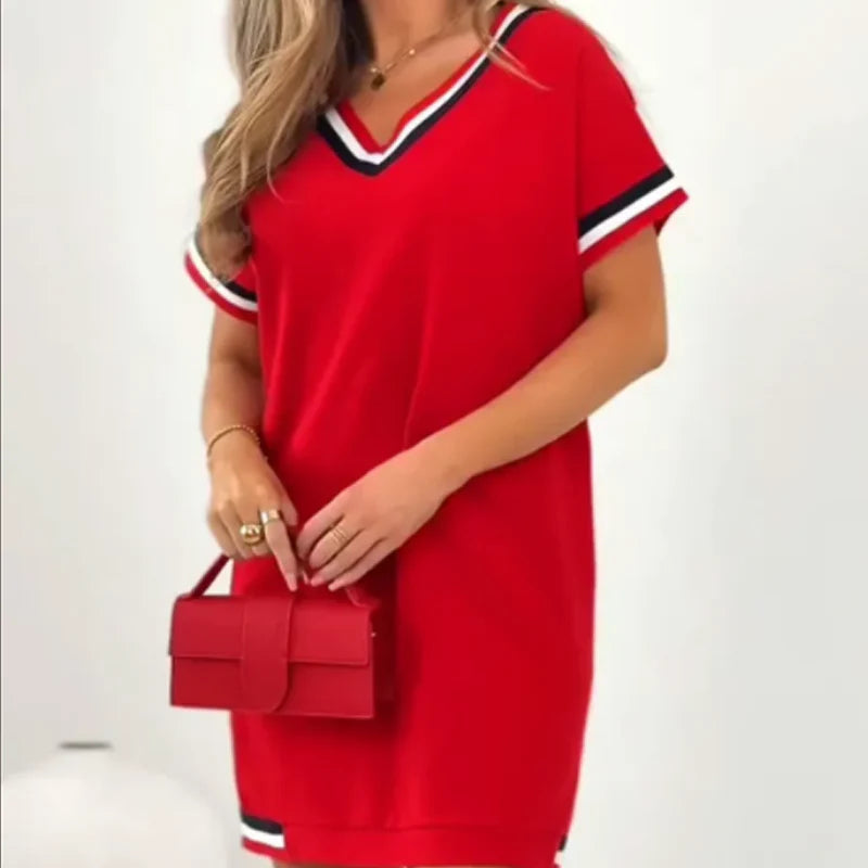 V-Neck Sweatshirt Dress