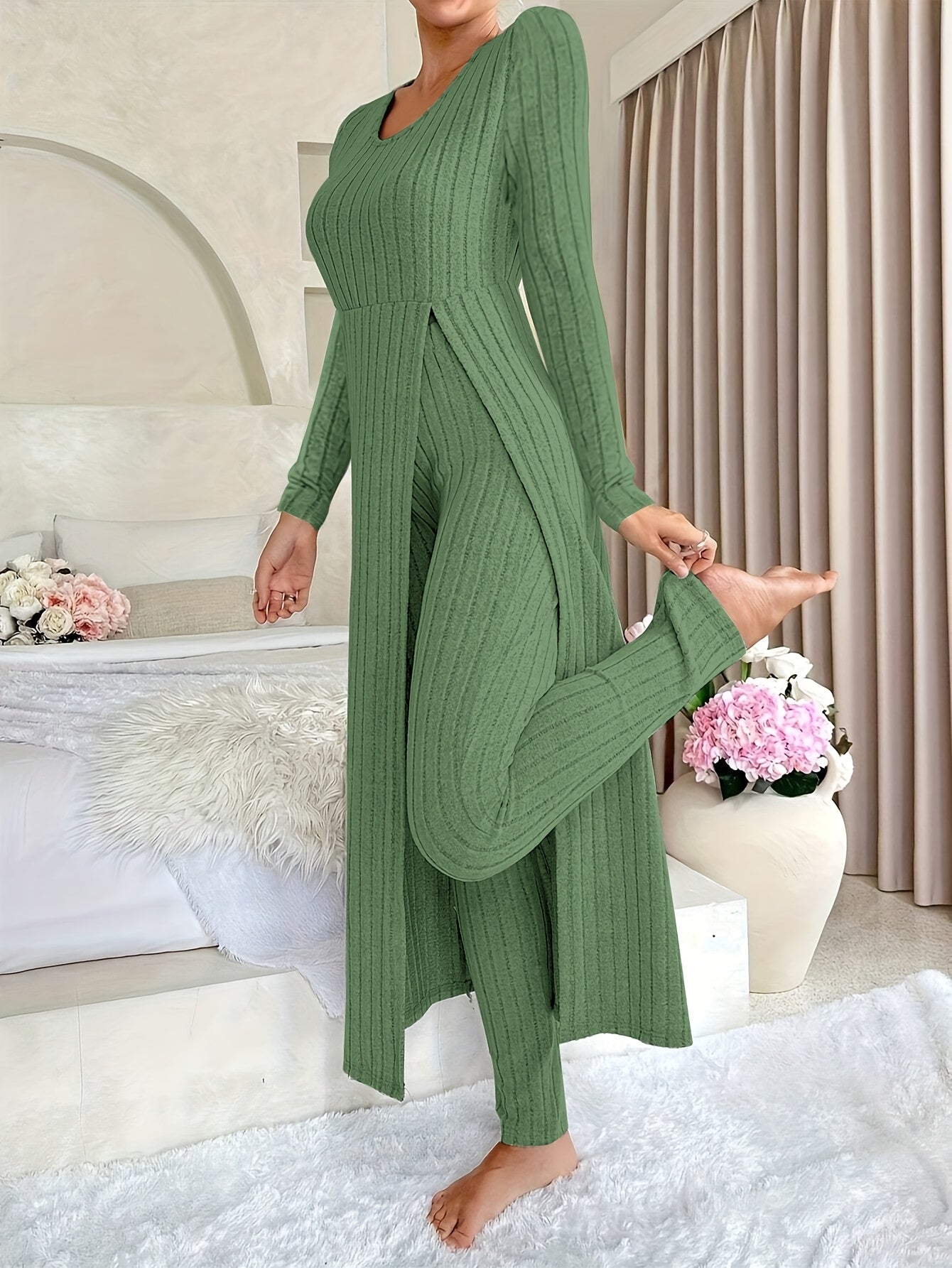 💥Last day only $24.98🔥 - Cozy Two-Piece Ribbed Lounge Set