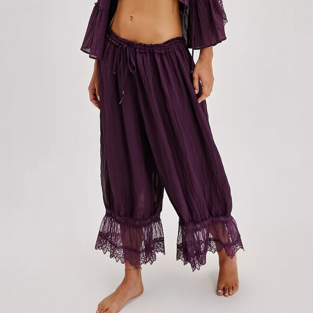 Lace Bloomer Pants for Women Capri Yoga Pants