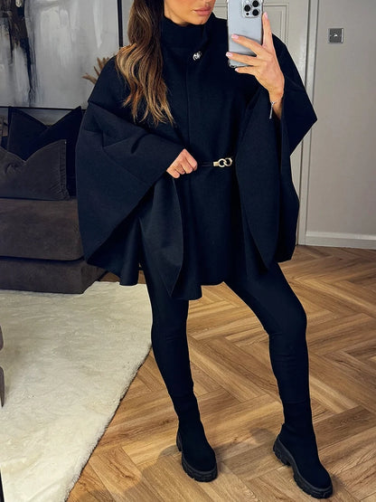 Wool Belted Cape - The Ultimate Statement in Elegant Outerwear