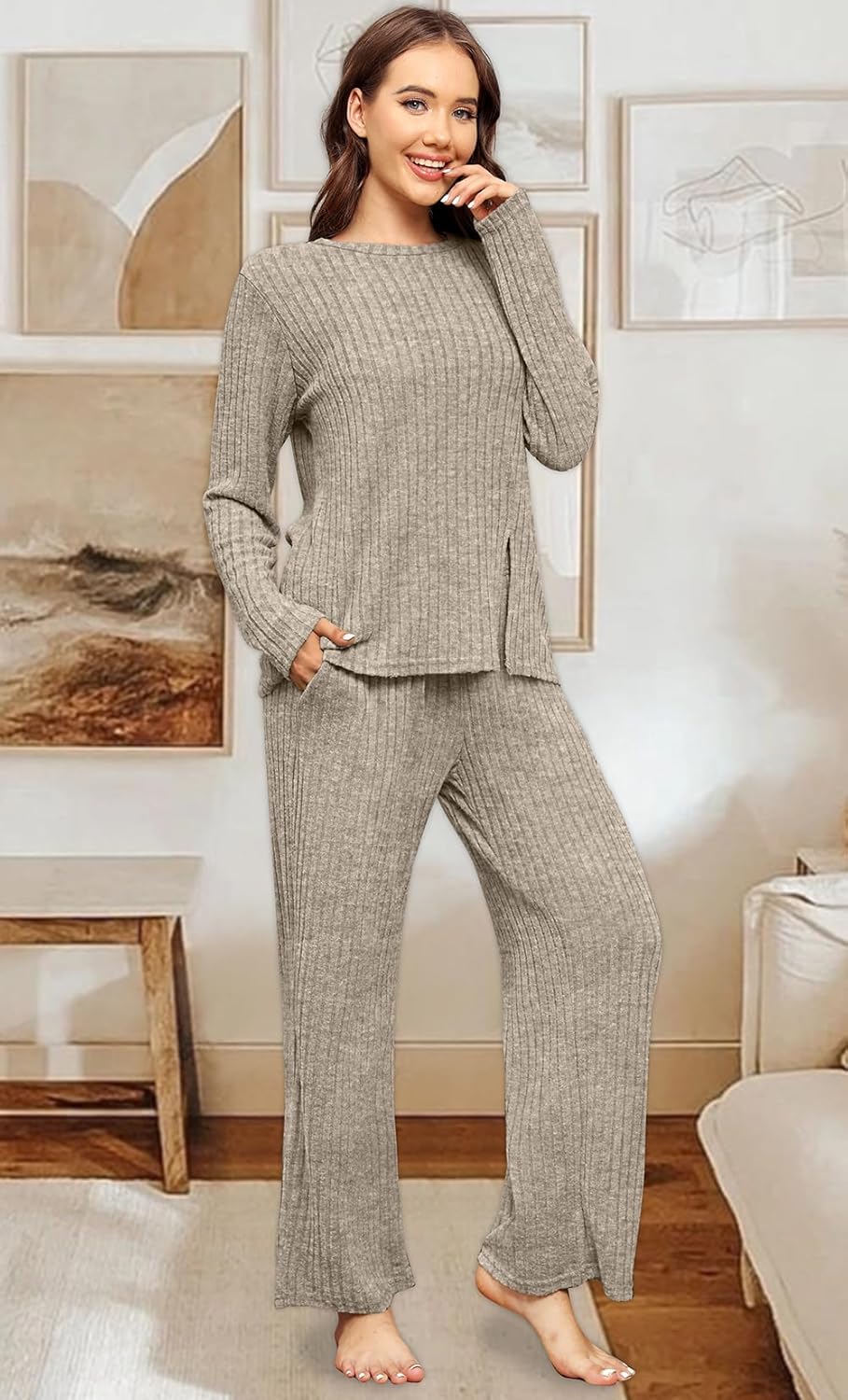 FACTORY SALE Womens Two Piece Outfits Lounge Sets Cozy Sweater Loungewear with Pockets 2025