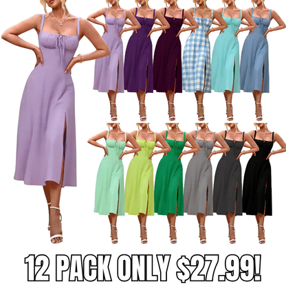 Women's Plain Ruched Boning Corset Milkmaid Dress