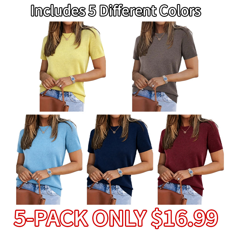 Last day discount🔥🔥Women's Crew Neck  Knit Top-Casual Pullover SummerVibes 2026