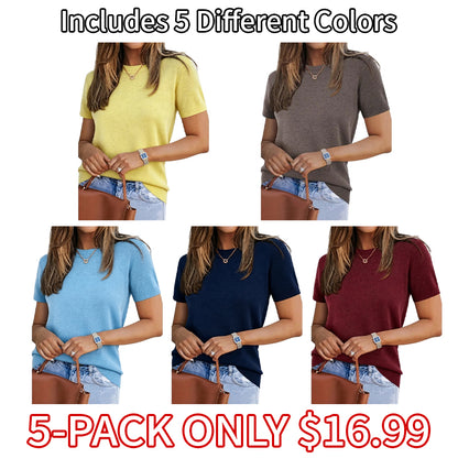 Last day discount🔥🔥Women's Crew Neck  Knit Top-Casual Pullover SummerVibes 2026