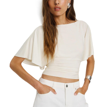 Women's Cinched Waist Shirt Short-Sleeve Top