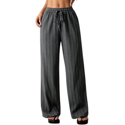 Women's Striped Waist-Tie Loose Pants
