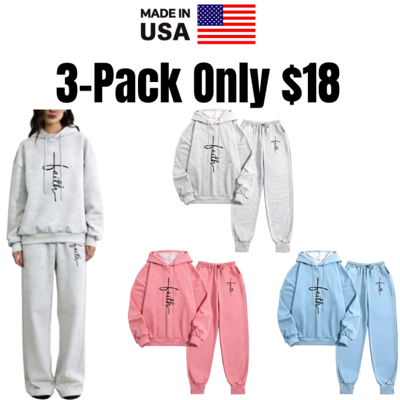 Women's Printed Hooded Top & Pants Set