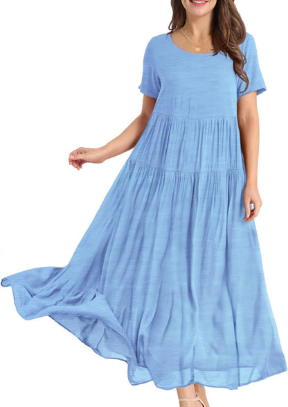 Women Casual Loose Bohemian Floral Dress Maxi Summer Beach Dresses