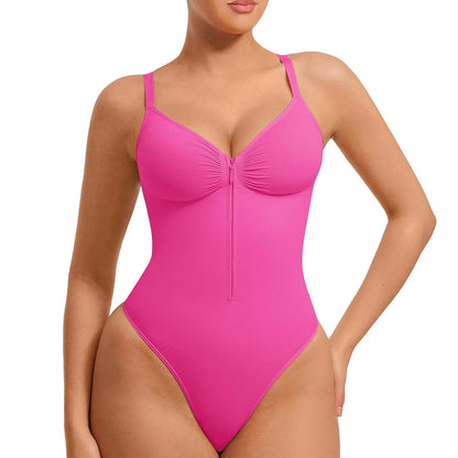 Seamless Covered Bust Jumpsuit Thong Bodysuit