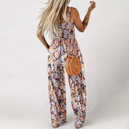 💕Women's Casual Print Sleeveless Overalls Jumpsuits