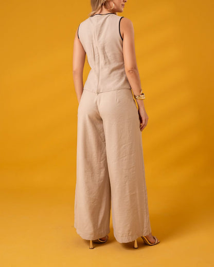 Stylish Contrasting Vest & Pants Set