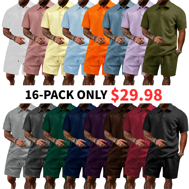 🔥Casual Summer Textured Polo Set