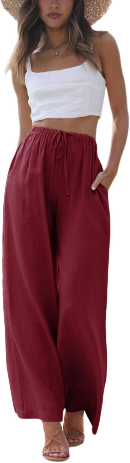 Women's Cotton Linen Summer Palazzo Pants