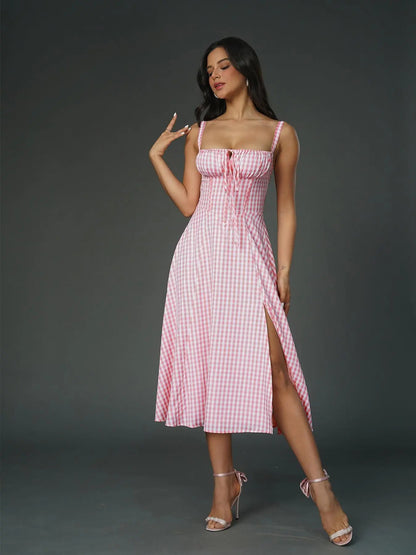 Women's Plain Ruched Boning Corset Milkmaid Dress
