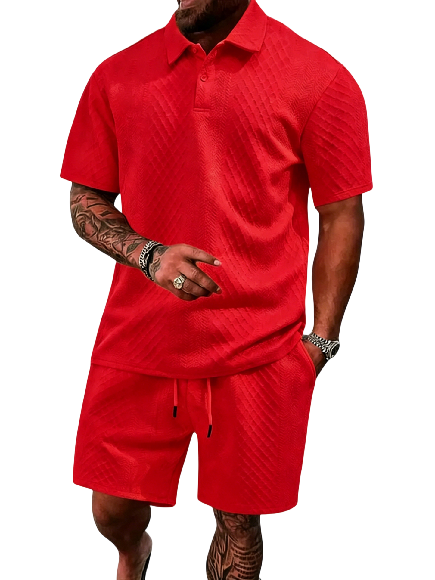 🔥Casual Summer Textured Polo Set