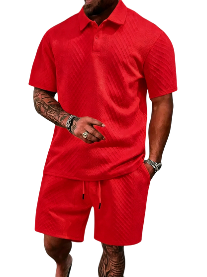 🔥Casual Summer Textured Polo Set