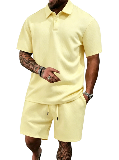 🔥Casual Summer Textured Polo Set