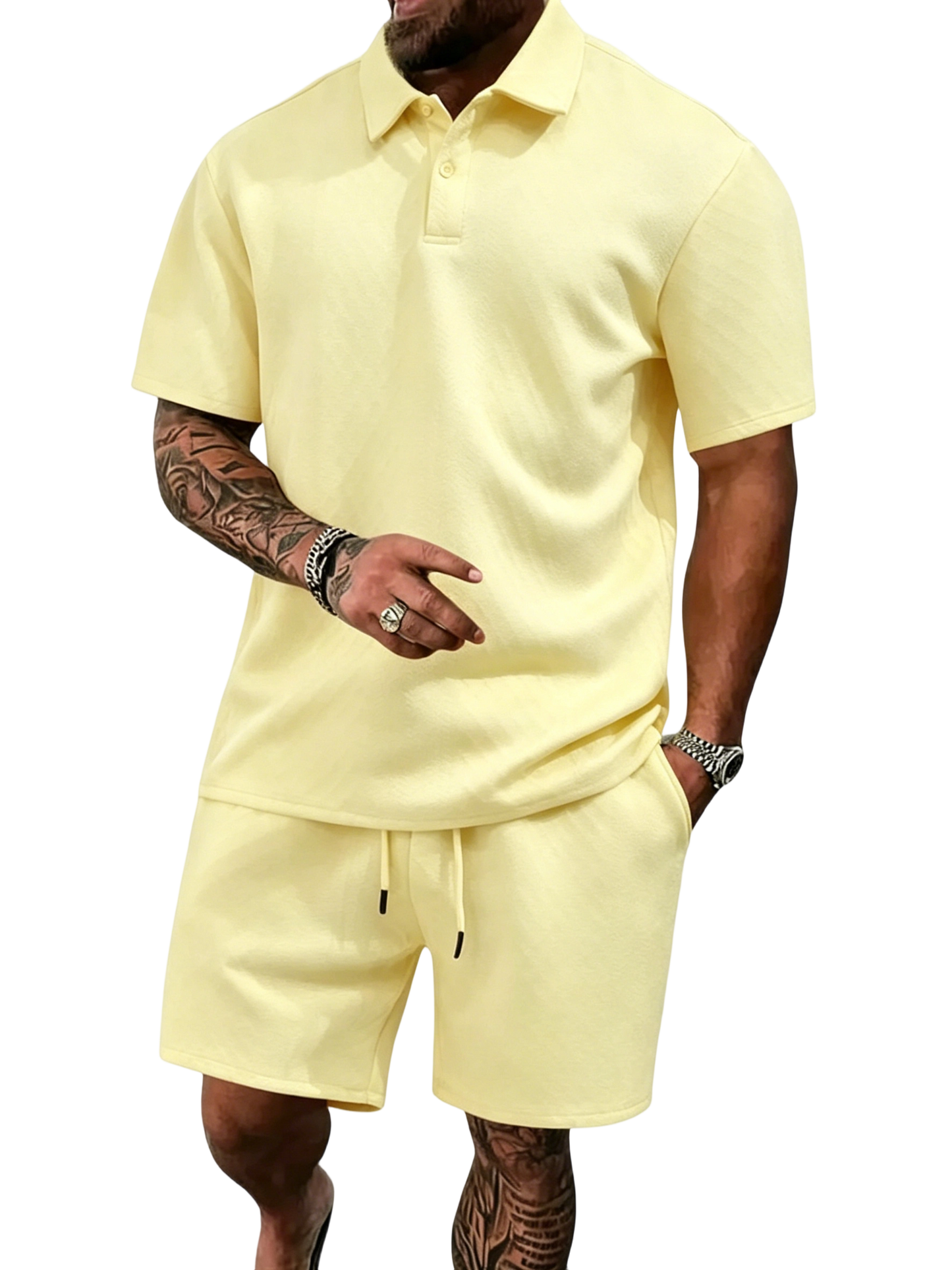 🔥Casual Summer Textured Polo Set