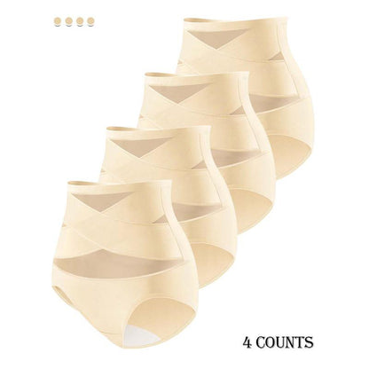⏰ TODAY ONLY Women’s High-Waisted Panties Multipack Lucky Letter Logo Cross-Mesh Briefs, Ultra-Soft Tummy Control Comfort Underwear