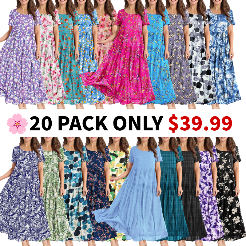 Women Casual Loose Bohemian Floral Dress Maxi Summer Beach Dresses