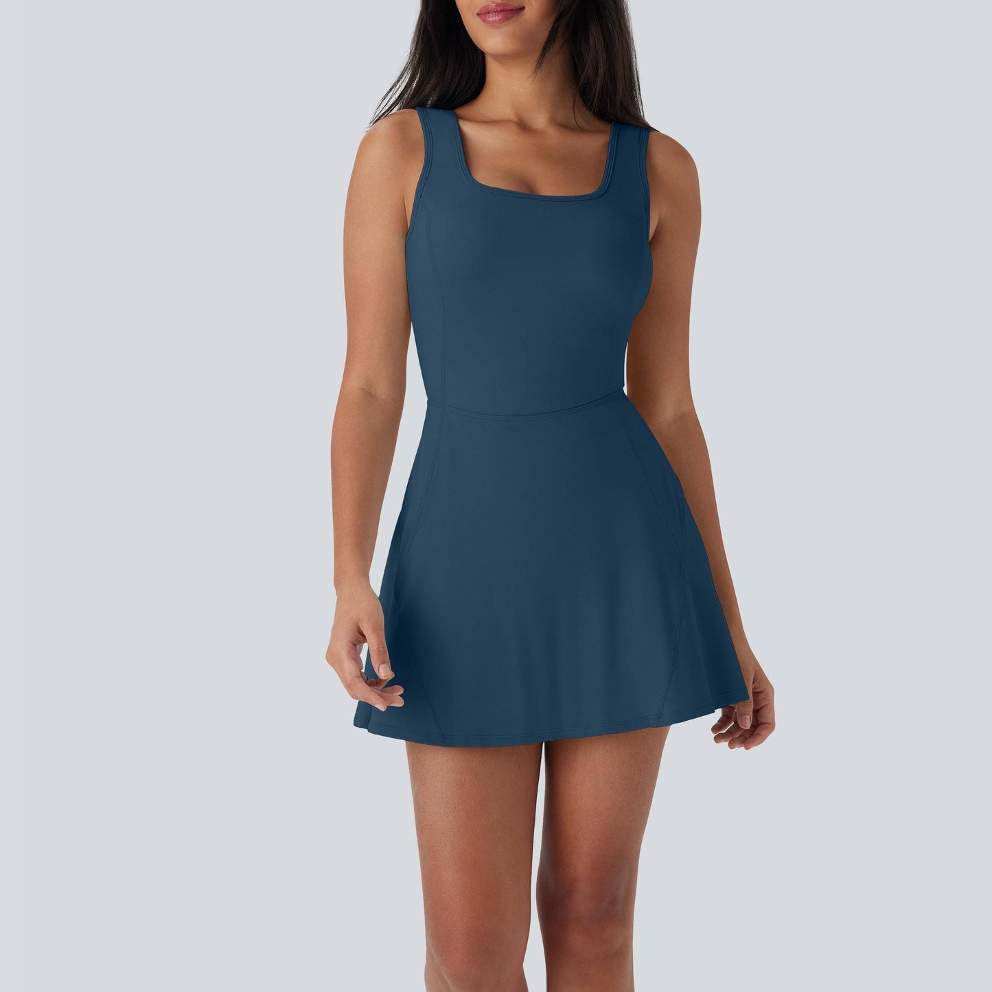 U Neck 2-in-1 Pocket Mini Cool Touch Dance Active Dress