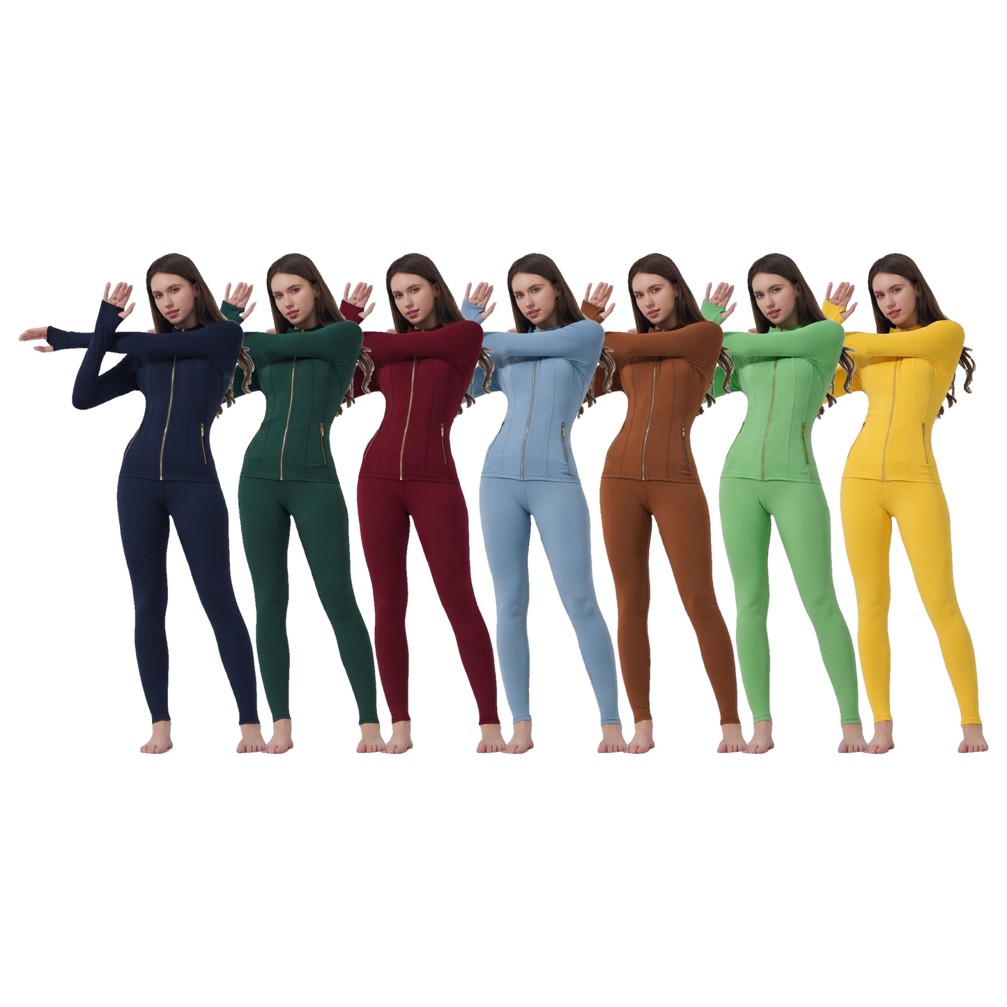 Women's Solid Criss Cross Crop Tank Top & High Waist Leggings & Zip Up Crop Jacket Tracksuit Set