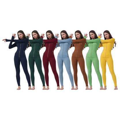 Women's Solid Criss Cross Crop Tank Top & High Waist Leggings & Zip Up Crop Jacket Tracksuit Set